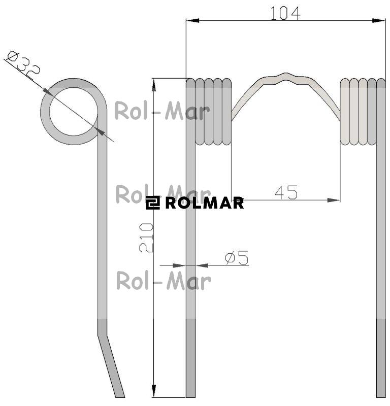 Palec prasa John Deere 4.5/32/103/210 ( sprzedawane po 5 )