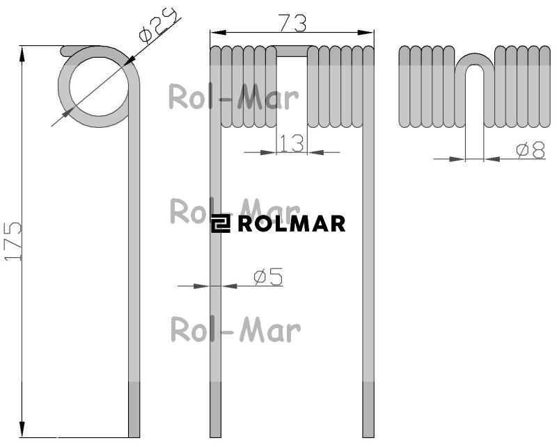 Palec prasa John Deere RB550 5/29/72/170 ( sprzedawane po 5 )