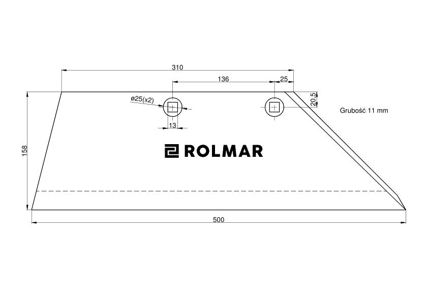Lemiesz prawy 18" BS 45 D RE gruby Lemken Vulcan