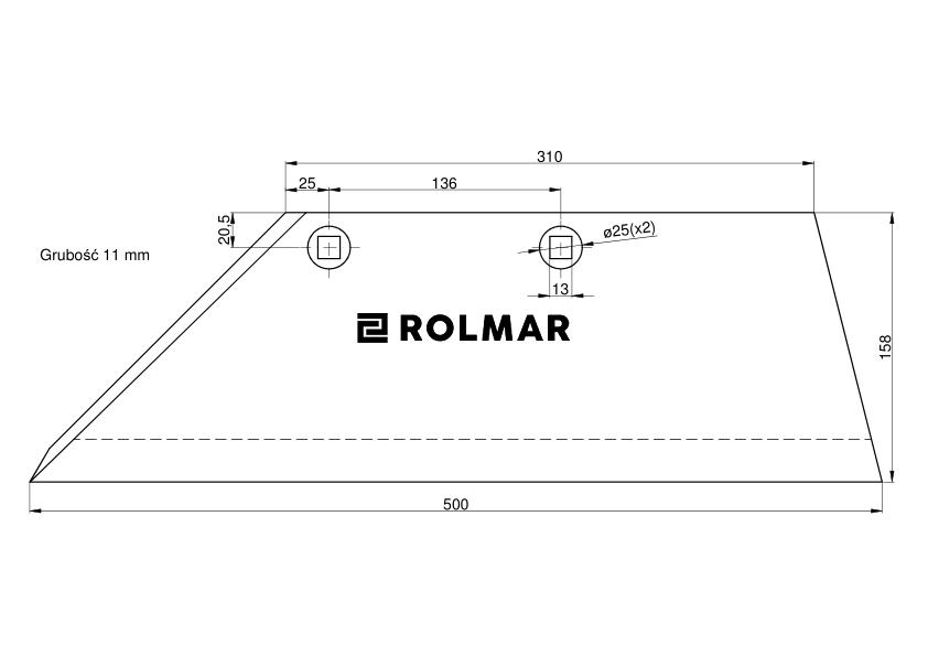 Lemiesz lewy 18" BS 45 D LI gruby Lemken Vulcan