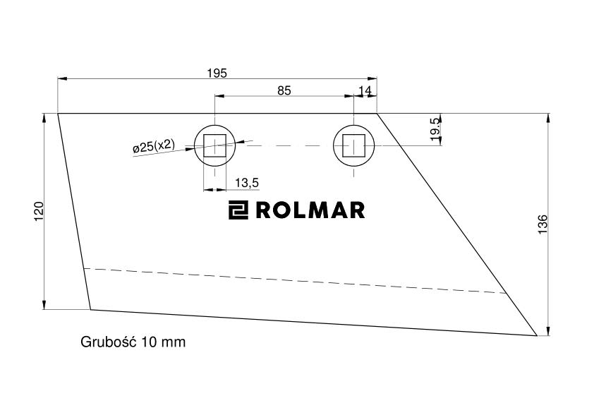 Lemiesz prawy 14" WS 1 E R Lemken Vulcan