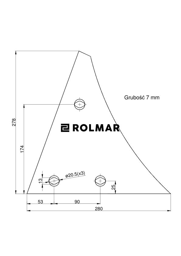 Pierś odkładni prawa 3 otwory Kuhn Vulcan