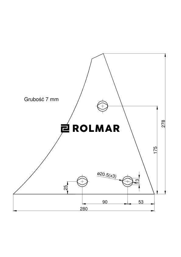 Pierś odkładni lewa 3 otwory Kuhn Vulcan