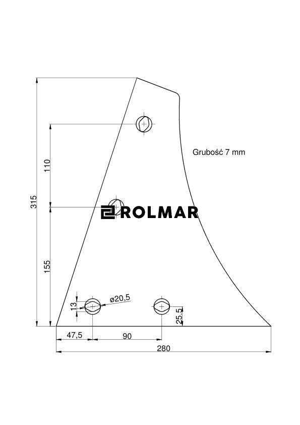 Pierś odkładni prawa 4 otwory Kuhn Vulcan