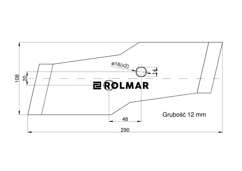 Dłuto, nakładka lemiesza obracalna prawa Kuhn Vulcan pasuje śruba M12X34OV2 - 2 szt.