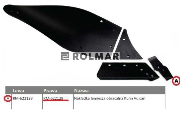 Dłuto, nakładka lemiesza obracalna prawa Kuhn Vulcan pasuje śruba M12X34OV2 - 2 szt.
