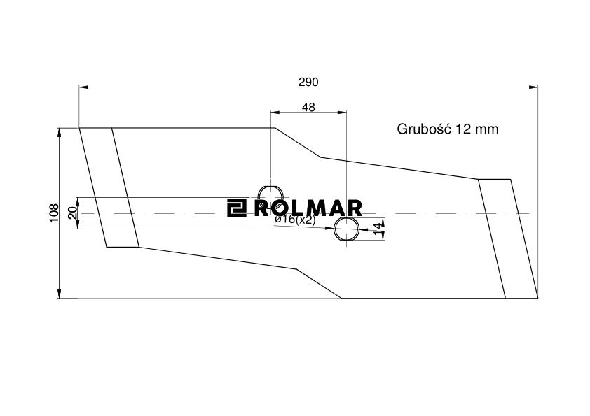 Dłuto, nakładka lemiesza obracalna lewa Kuhn Vulcan pasuje śruba M12X34OV2 - 2 szt.