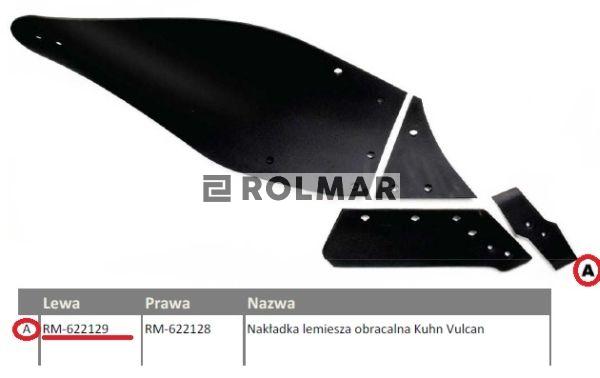 Dłuto, nakładka lemiesza obracalna lewa Kuhn Vulcan pasuje śruba M12X34OV2 - 2 szt.