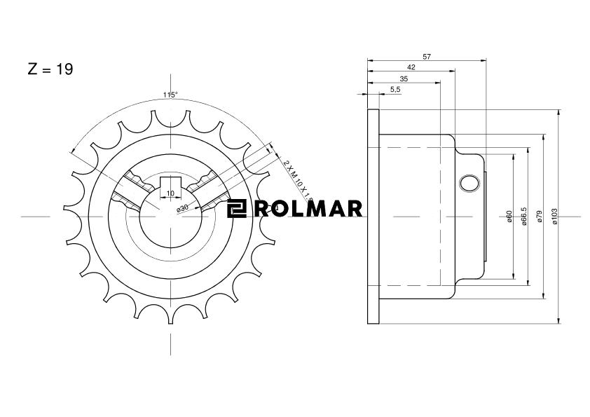 Koło napędowe motowideł z 19 fi- 30 zębatka Claas