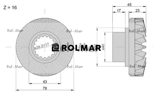 Koło zębate zębatka przekładni wysypu. Claas