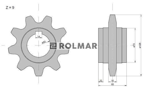 Koło zębate podajnika Z-9 klin Claas