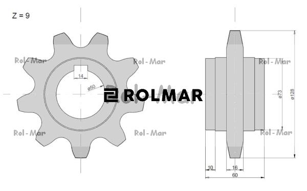 Koło zębate podajnika Z-9 klin Claas