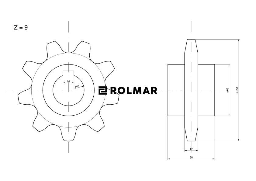 Koło górne podajnika pochyłego Z-9, O 40 mm  Claas