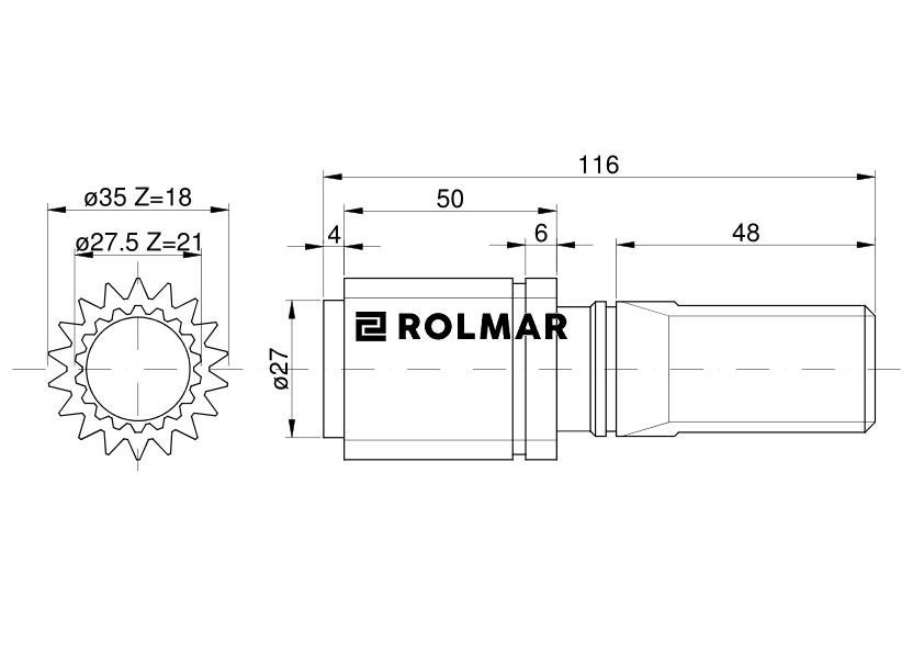 Wałek przedniej zwolnicy 18Z\21Z 81320C1 Case