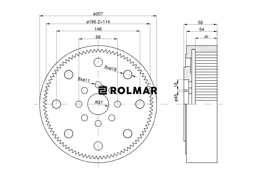 Wieniec wewnętrzny przedniej zwolnicy 81434C1 Case