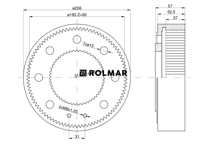 Wieniec wewnętrzny przedniej zwolnicy 90Z 81682C1 Case