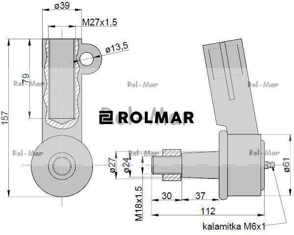 Przegub kierowniczy 127mm - M1.1/8"x16 81864100 New Holland TAQ