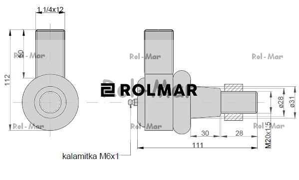 Przegub kierowniczy 73mm - M1,1/4"x12  81864115 New Holland TAQ