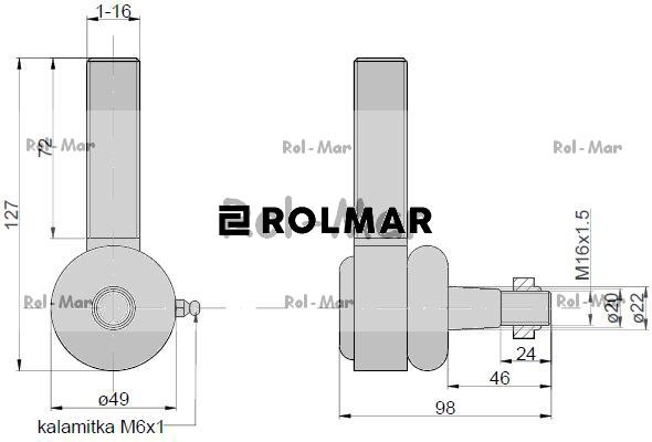 Przegub kulowy targańca hederu AH21345 John Deere