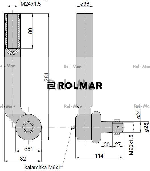 Przegub kierowniczy 260mm - M24x1,5 AL116741 John Deere TAQ
