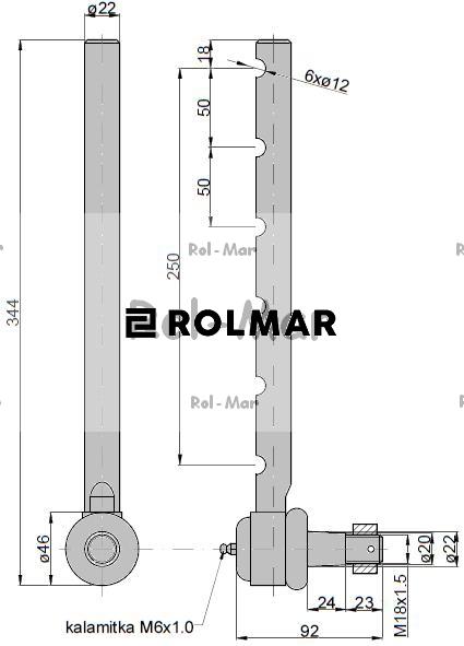 Przegub kierowniczy 330mm - 24mm AL37505 John Deere TAQ