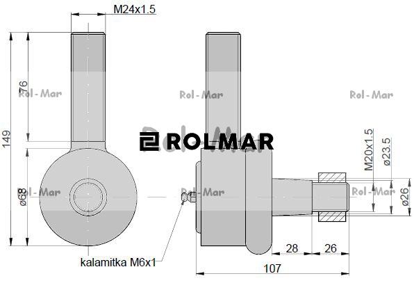 Przegub 105mm24-26mm AL37523  AL178019 John Deere 