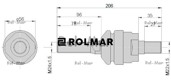 Przegub lewy/prawy 210 mmxM22x1,5 F385300100020 Fendt 