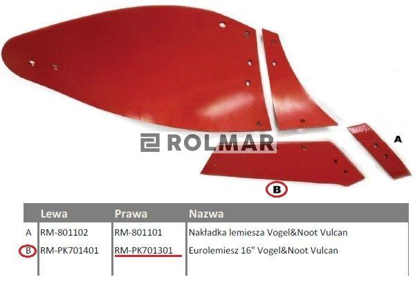 Eurolemiesz prawy 16" Vogel&Noot Vulcan pasuje śruba M14X39OV2 3 szt.