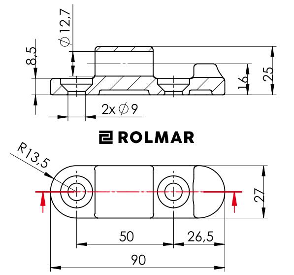 Uchwyt UR-90 rozłączny 90 zastosowanie przyczepka SPP