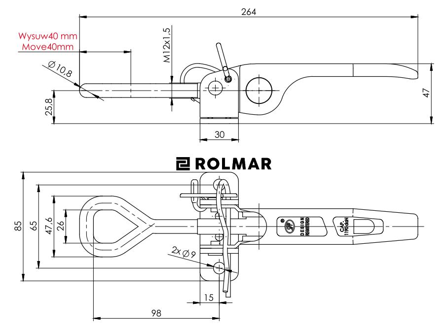 Spinacz zaczep do burt ZB-15 1190kg zastosowanie przyczepka SPP