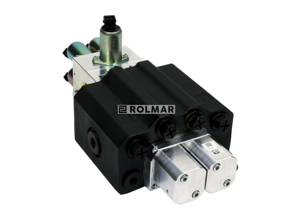 Proporcjonalny rozdzielacz hydrauliczny do ładowaczy czołowych LS (Load Sense) 2-sek. max przepływ 90L 1-sekcja pływająca - sterowany elektrycznie