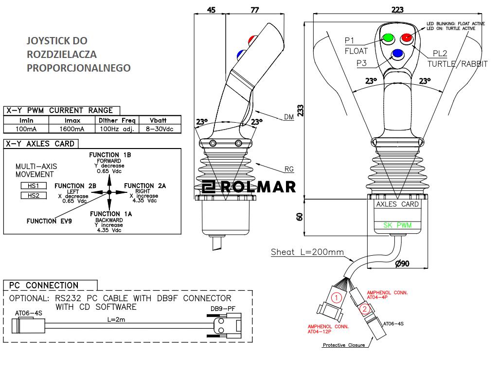 Proporcjonalny rozdzielacz hydrauliczny do ładowaczy czołowych LS (Load Sense) 2-sek. max przepływ 90L 1-sekcja pływająca - sterowany elektrycznie