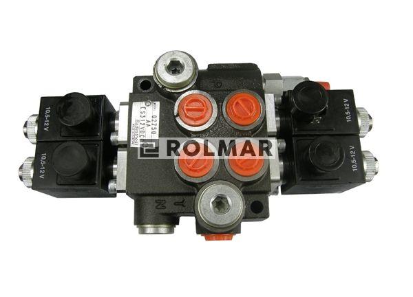 Rozdzielacz hydrauliczny dwusekcyjny sterowany elektrycznie 50L