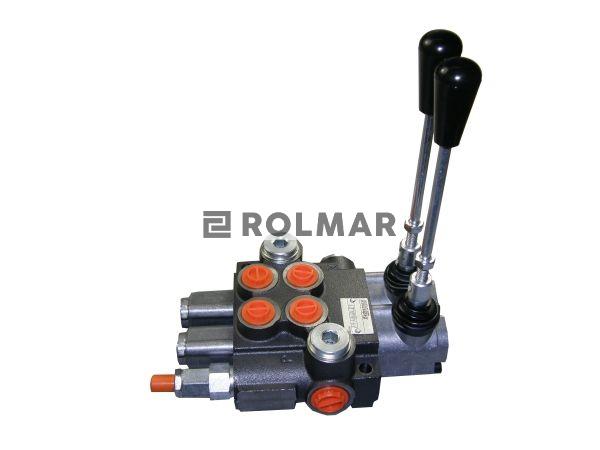 Rozdzielacz hydrauliczny dwusekcyjny z zatrzaskami (2) 40L