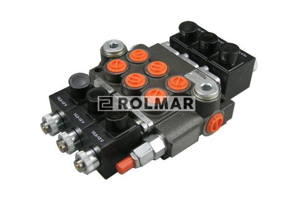 Rozdzielacz hydrauliczny trzysekcyjny sterowany elektrycznie 50L