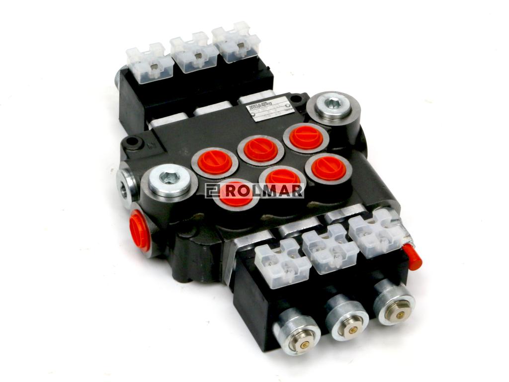 Rozdzielacz hydrauliczny 3-sekcyjny sterowany elektrycznie (12V) 80L