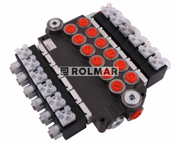 Rozdzielacz hydrauliczny 6-sekcyjny sterowany elektrycznie (12V) 50L