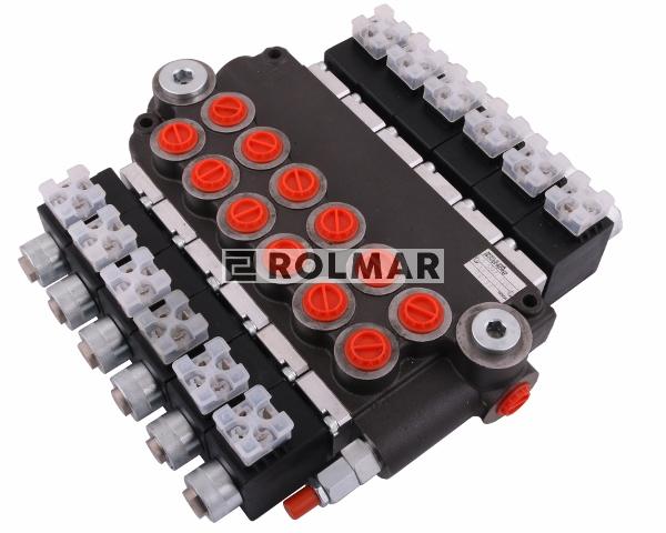 Rozdzielacz hydrauliczny 6-sekcyjny sterowany elektrycznie (12V) 50L