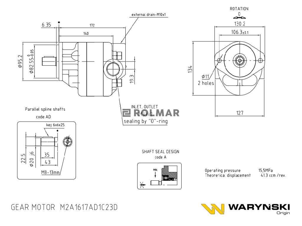 Silnik hydrauliczny S-173D M2A1617AD1C23D Waryński