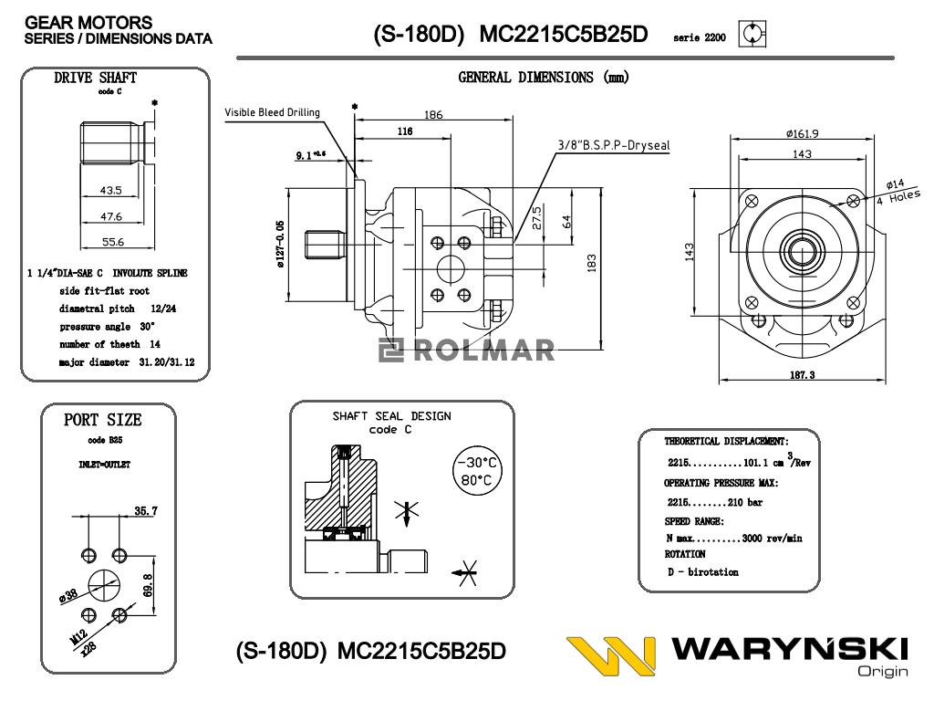 Silnik hydrauliczny MC2215C5B25D (S-180D) Waryński