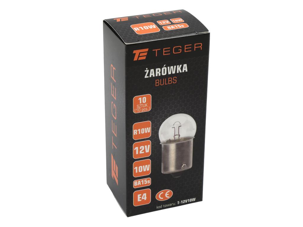Żarówka 12V/10W BA15s TEGER, (sprzedawane po 10)