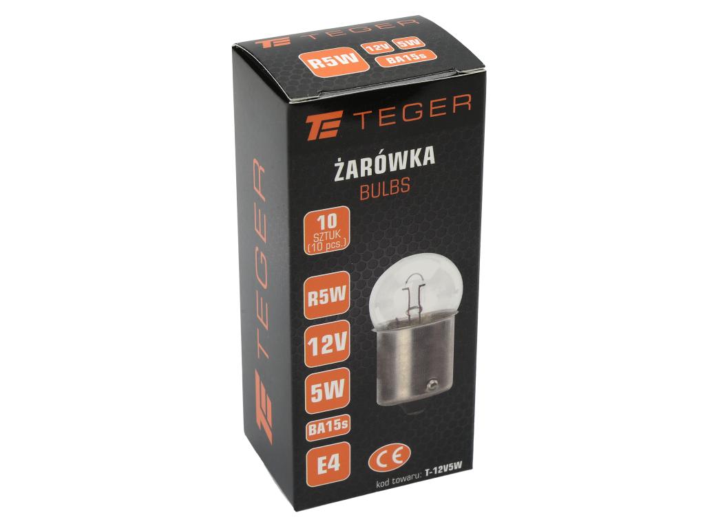 Żarówka 12V 5W BA15s TEGER, (sprzedawane po 10)