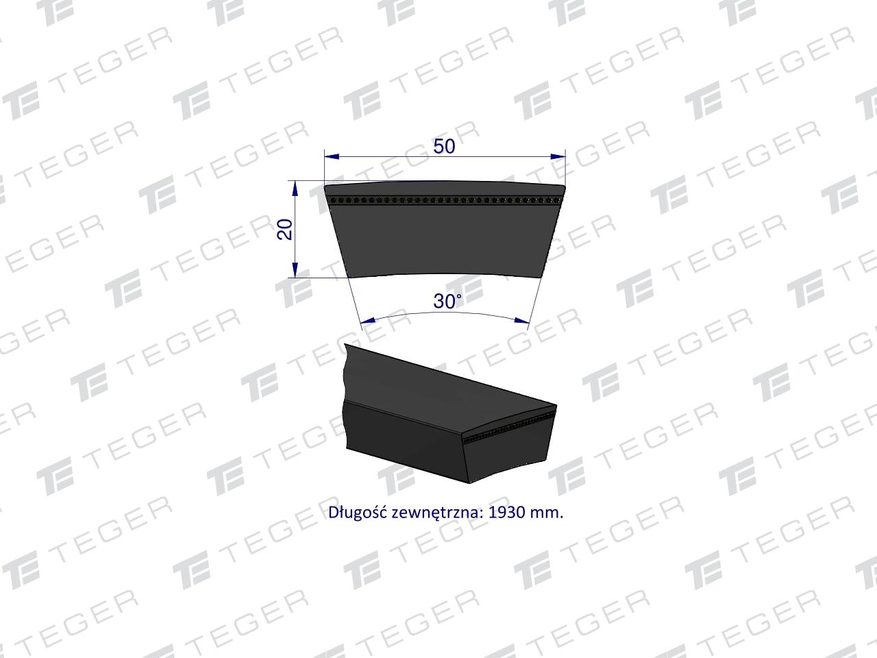 Pas klinowy Hard-Belt (T-603015.0) AP1001503 do CLAAS 603015.0 TEGER