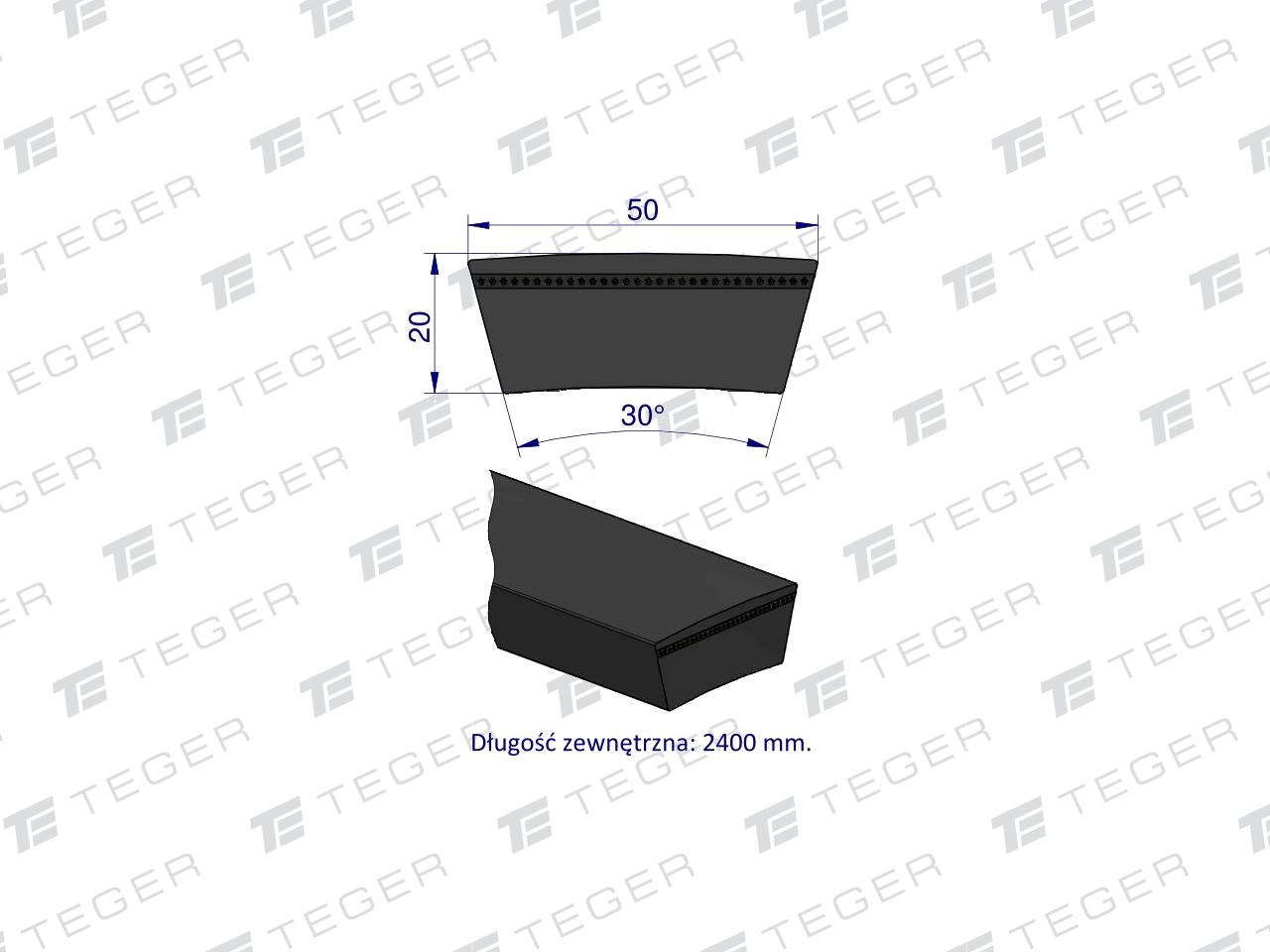 Pas klinowy Hard-Belt (T-603317.0) Pas klinow+C25y AP1001515 do CLAAS 603317.0 TEGER