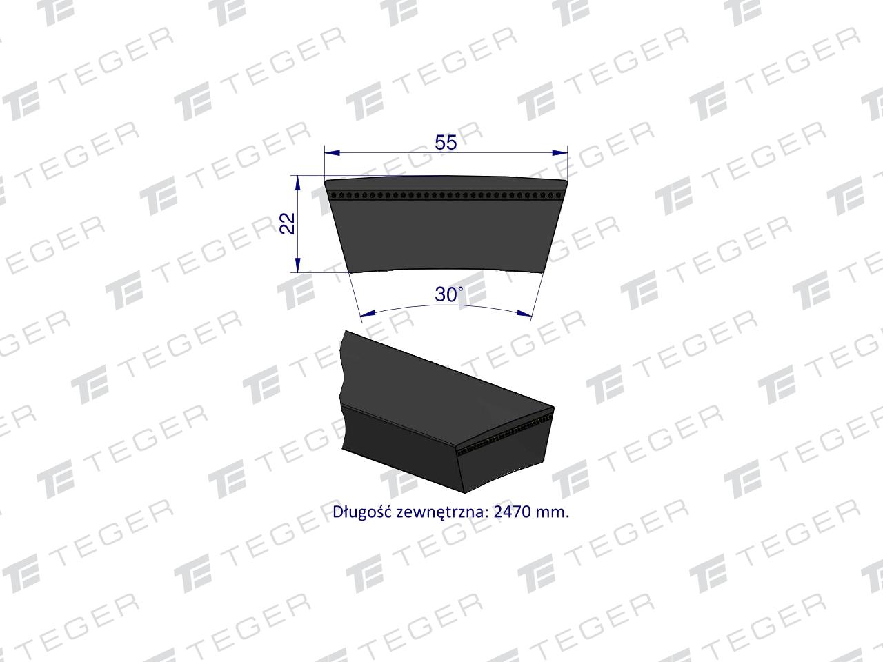 Pas klinowy Hard-Belt (T-609823.0) AP1001225 do CLAAS 609823.0 TEGER