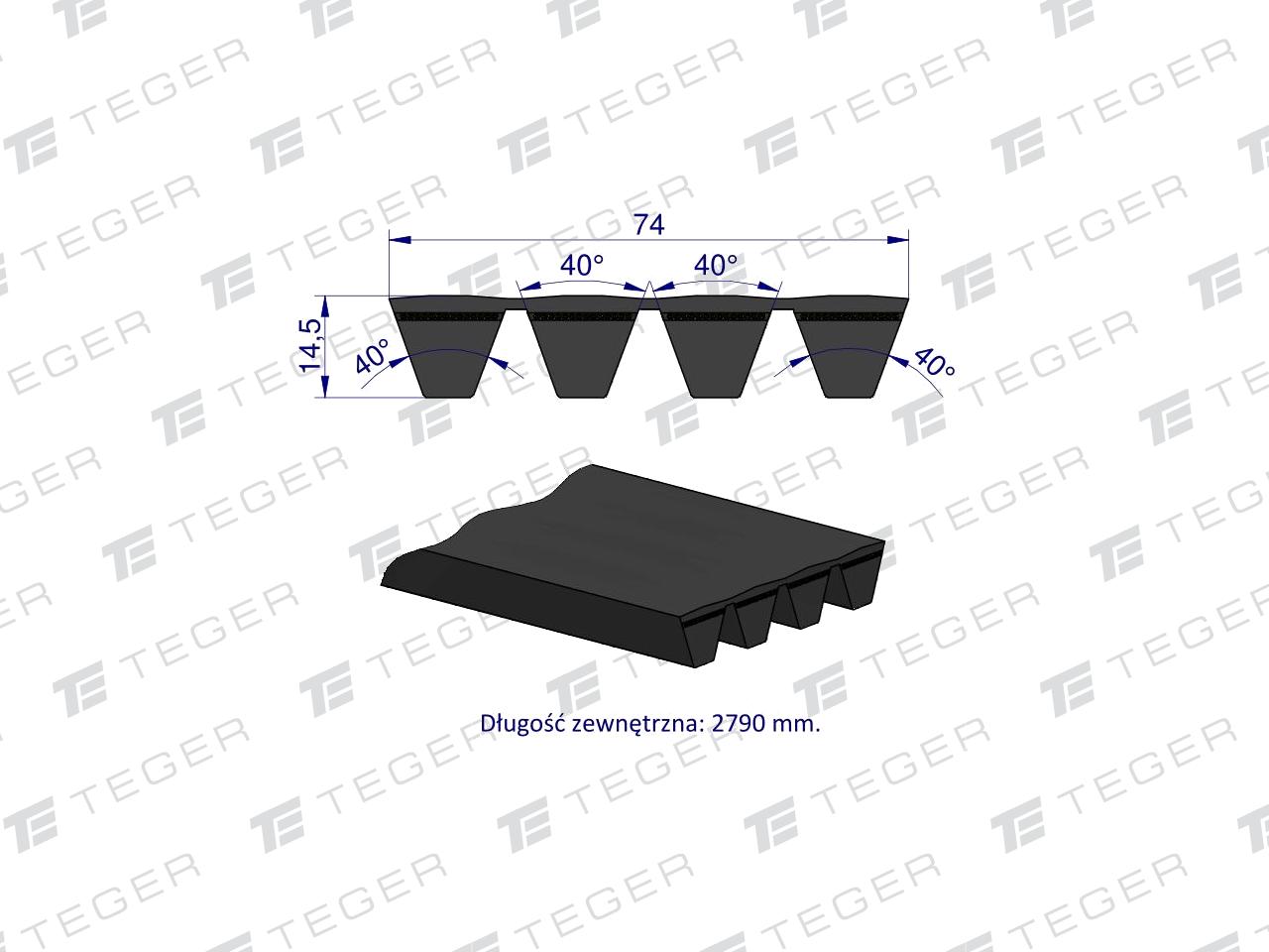Pas klinowy Hard-Belt (T-644404.0) AP1003354 do CLAAS 644404.0 TEGER