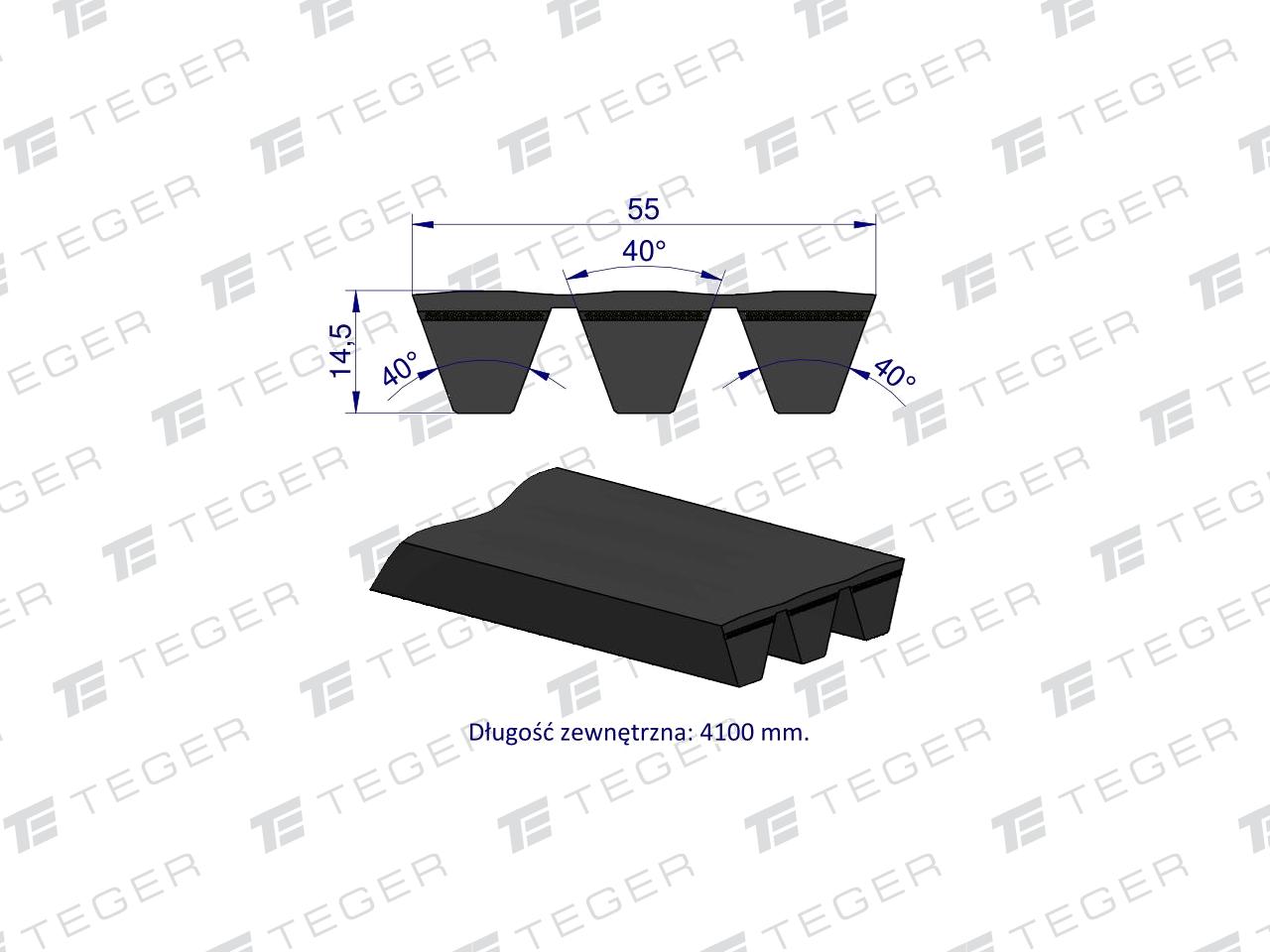 Pas klinowy Hard-Belt (T-653060.0) AP1003653 do CLAAS 653060.0 TEGER