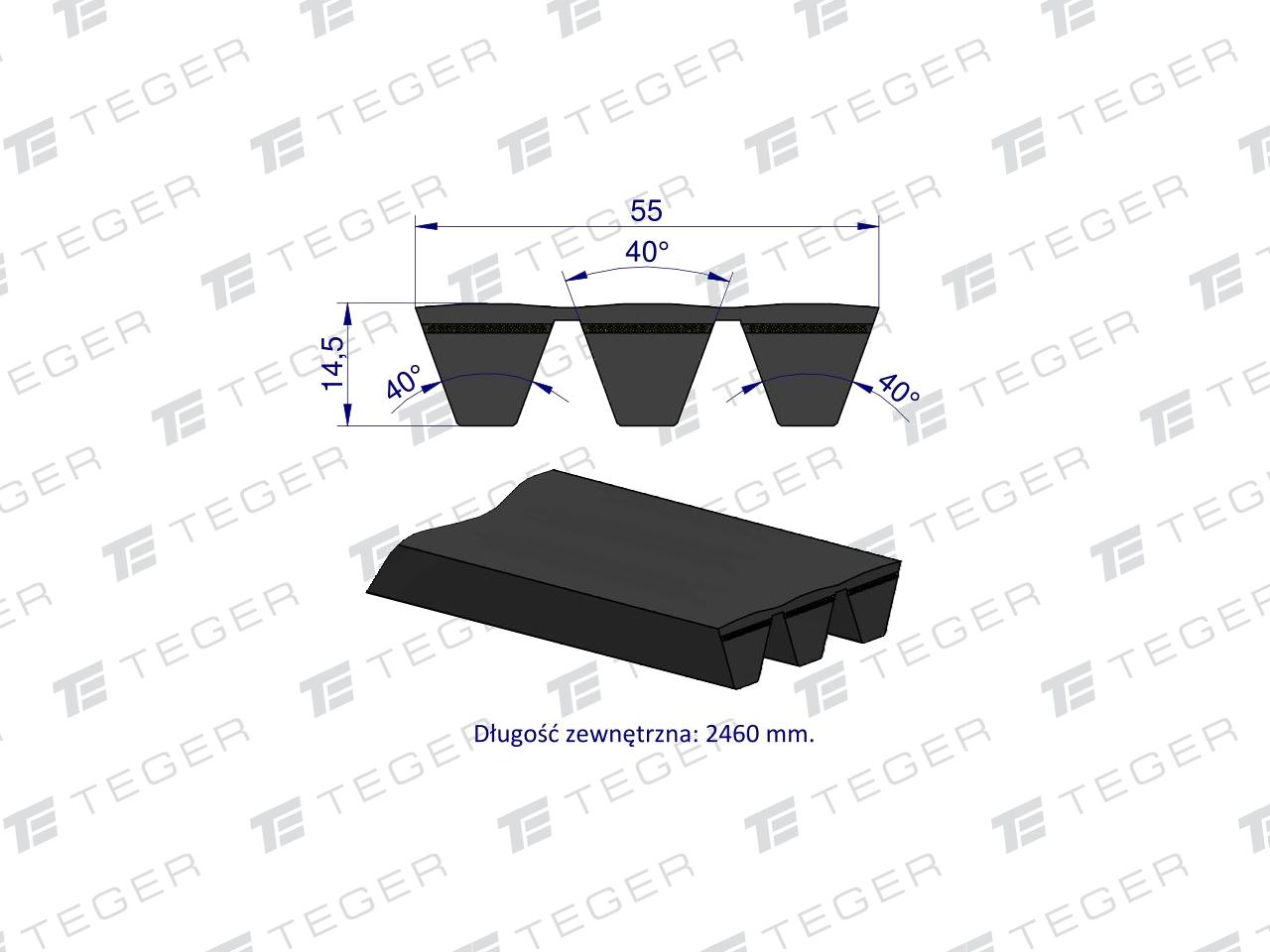 Pas klinowy Hard-Belt (T-671012.0) AP1003631 do CLAAS 671012.0 TEGER
