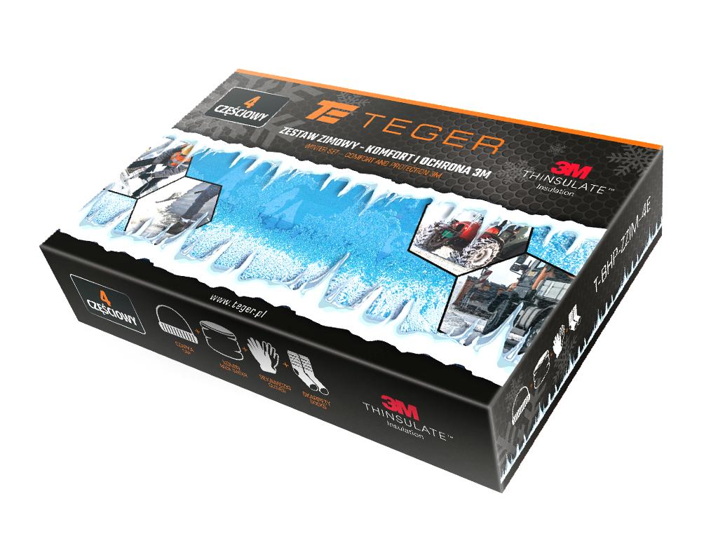 Zestaw zimowy - Komfort i Ochrona 3M, (4 części: czapka, komin, rękawiczki, skarpety), Teger