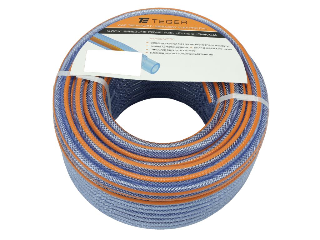 Wąż techniczny zbrojony FLEX-PRO PVC 10x2 trzywarstwowy 12bar TEGER, (sprzedawane po 50)